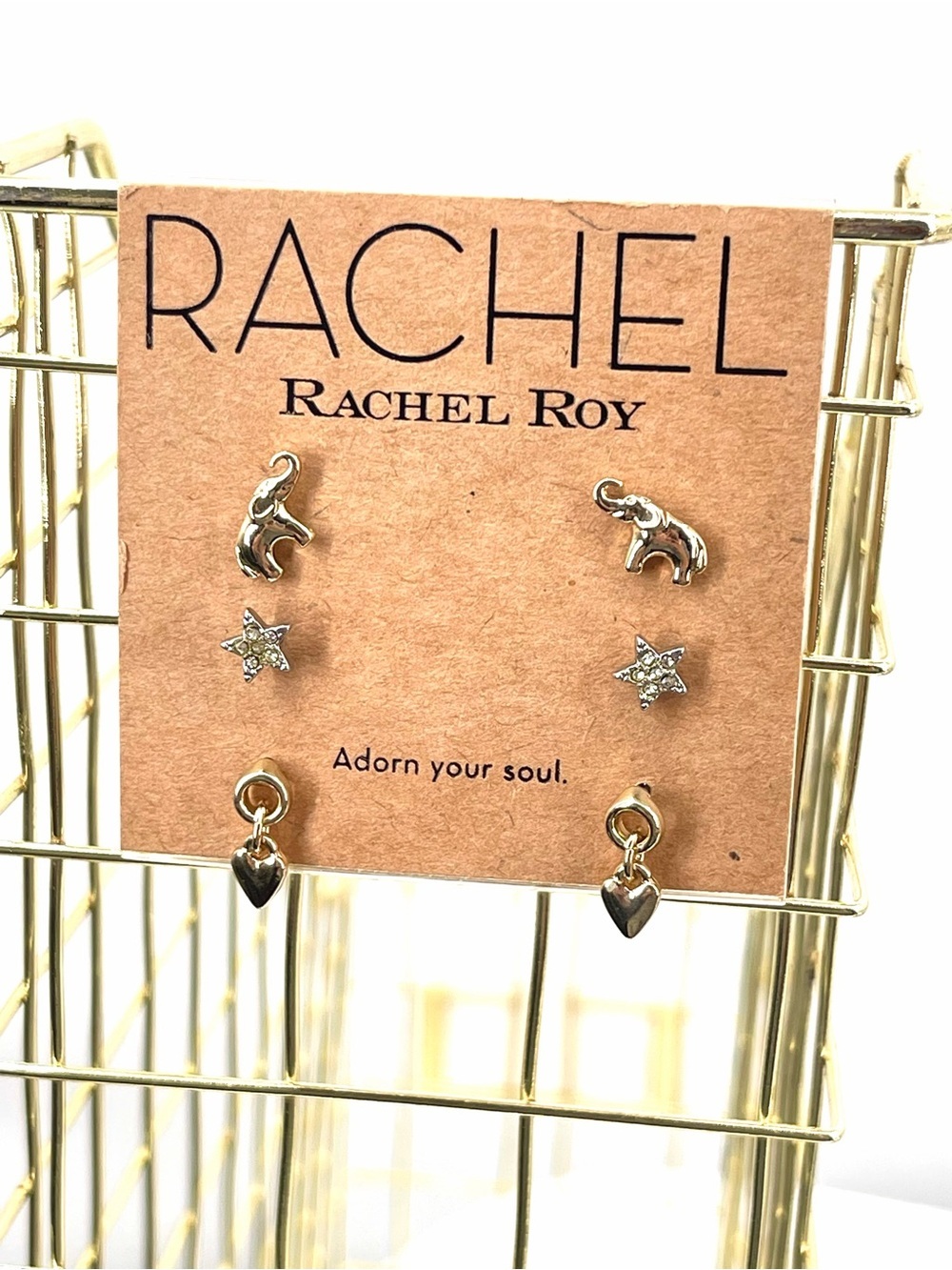 Rachel rachel roy nwt 3 pair gold tone elephant heart earrings set